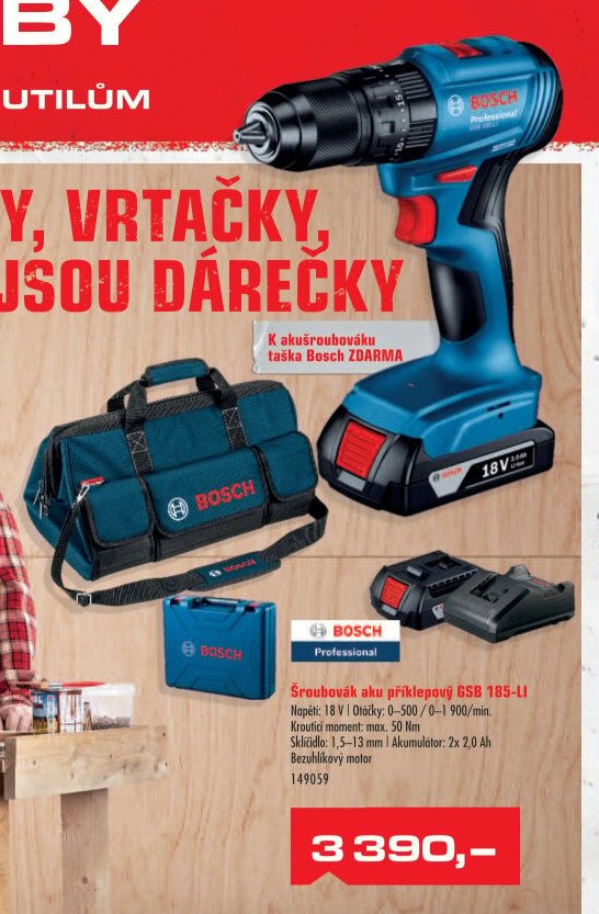 Šroubovák aku příklepový GSB 185-LI