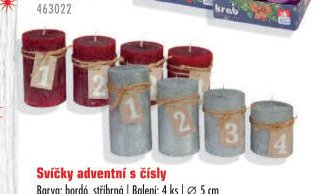 Svíčky adventní s čísly