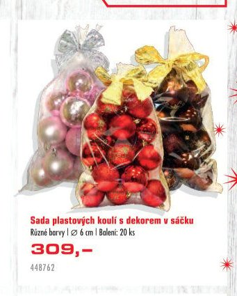 Sada plastových koulí s dekorem v sáčku