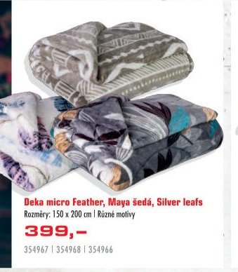 Deka micro Feather, Maya šedá, Silver leafs