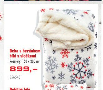 Deka s beránkem bílá s vločkami