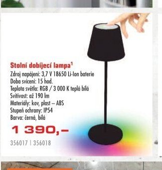 Stolní dobíjecí lampa