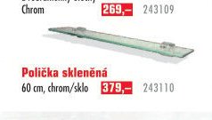 Polička skleněná 60 cm, chrom/sklo