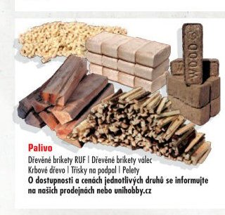 Palivo (Dřevěné brikety, krbové dřevo, třísky, pelety)