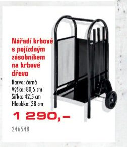 Nářadí krbové s pojízdným zásobníkem na krbové dřevo