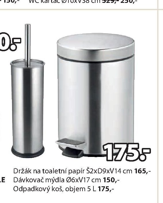 Držák na toaletní papír, Dávkovač mýdla, Odpadkový koš