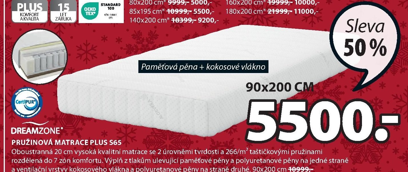Pružinová matrace PLUS S65