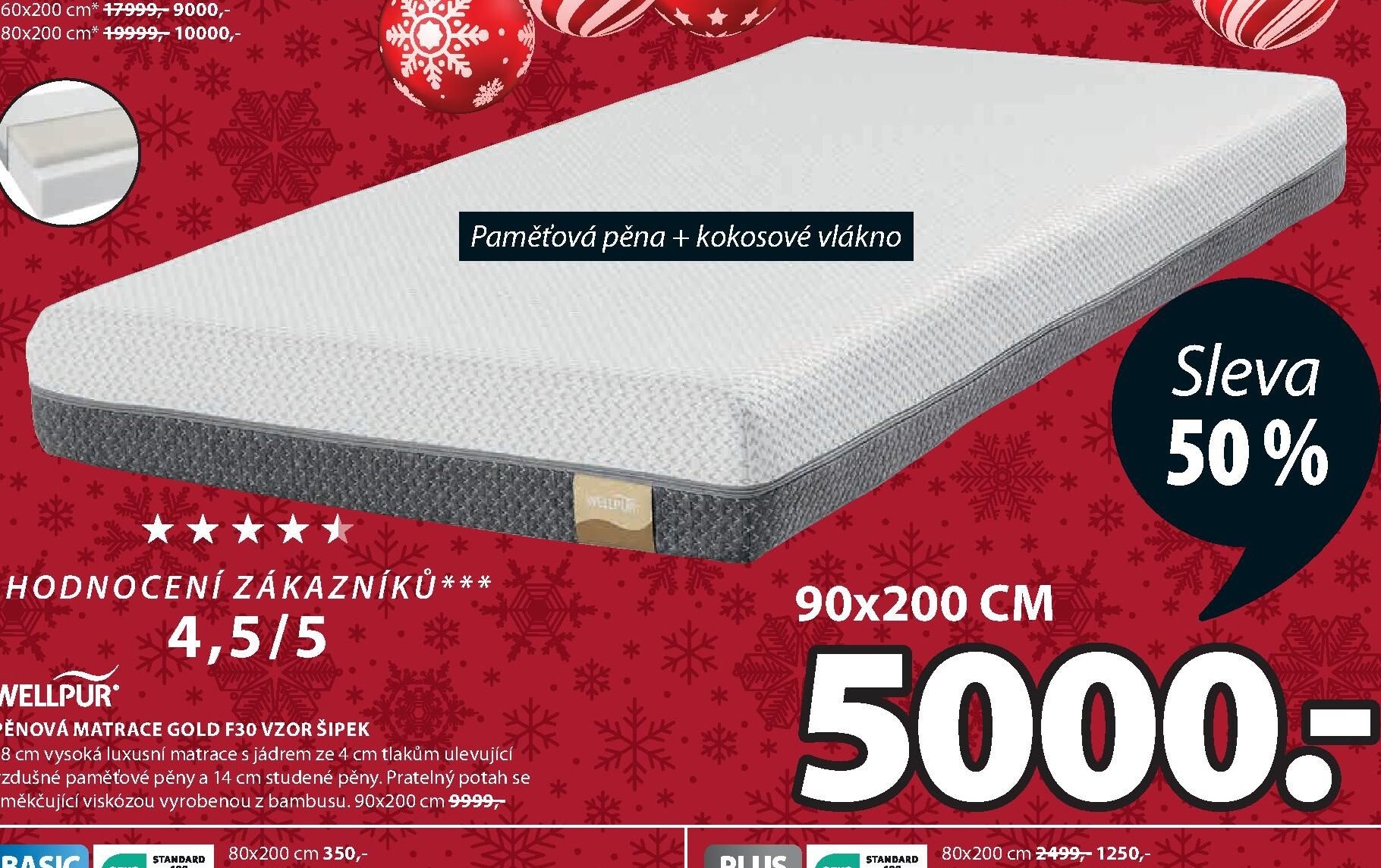 PĚNOVÁ MATRACE GOLD F30 VZOR ŠIPEK