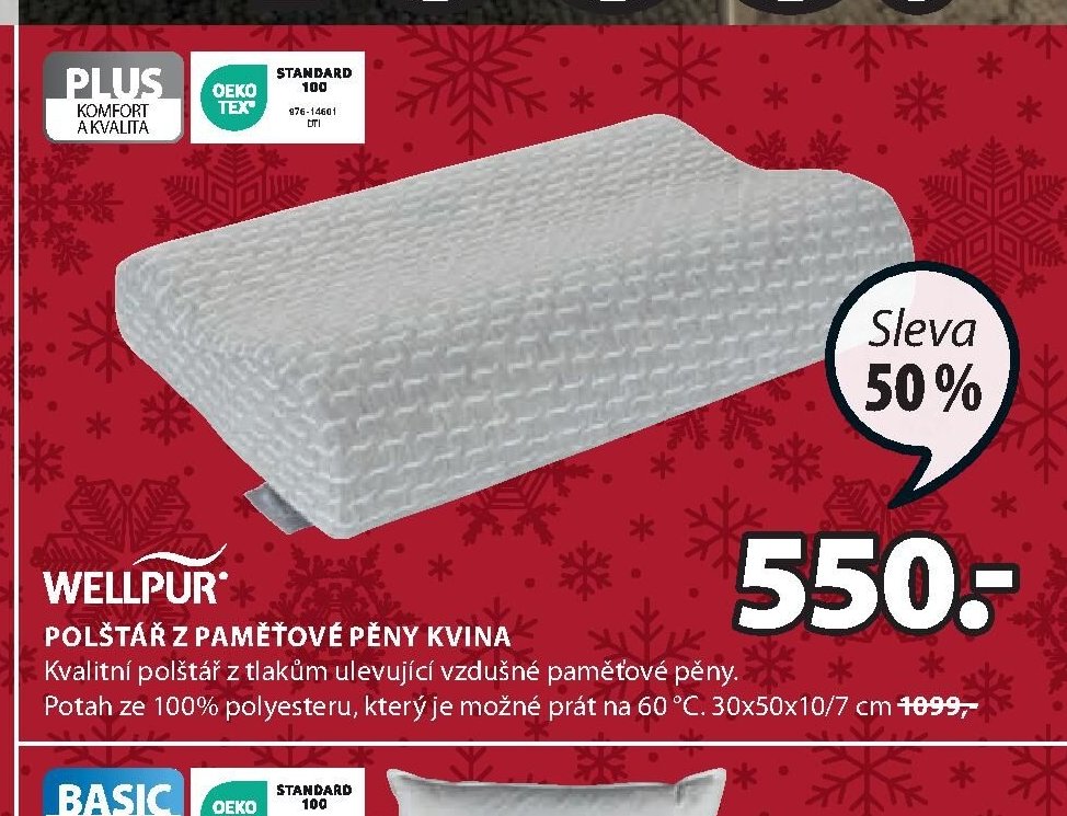 WELLPUR POLŠTÁŘ Z PAMĚŤOVÉ PĚNY KVINA