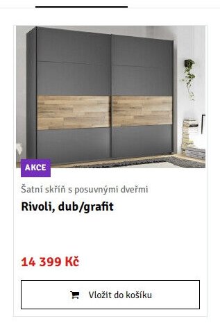 Šatní skříň s posuvnými dveřmi Rivoli, dub/grafit
