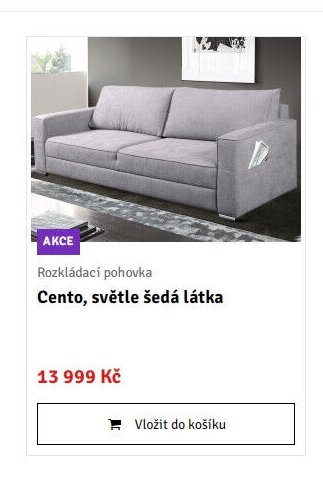 Rozkládací pohovka Cento, světle šedá látka