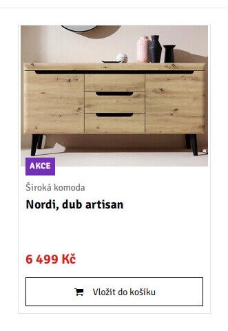 Široká komoda Nordi, dub artisan