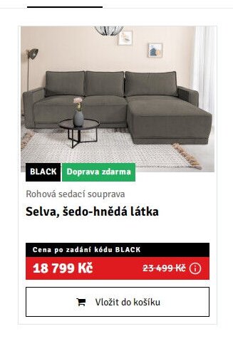 Rohová sedací souprava Selva, šedo-hnědá látka