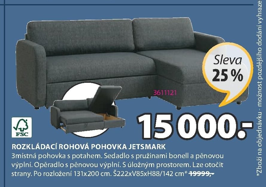 ROZKLÁDACÍ ROHOVÁ POHOVKA JETSMARK