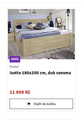 Postel Isotta 180x200 cm, dub sonoma