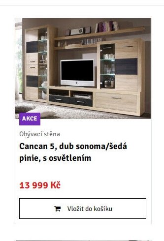 Obývací stěna Cancan 5, dub sonoma/šedá pinie, s osvětlením