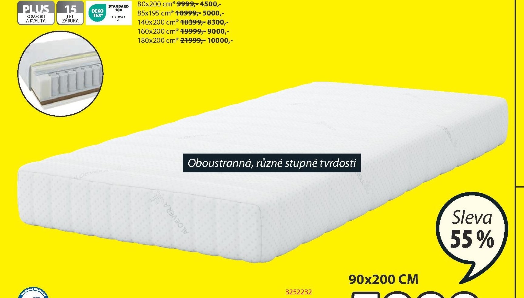 PRUŽINOVÁ MATRACE PLUS S65