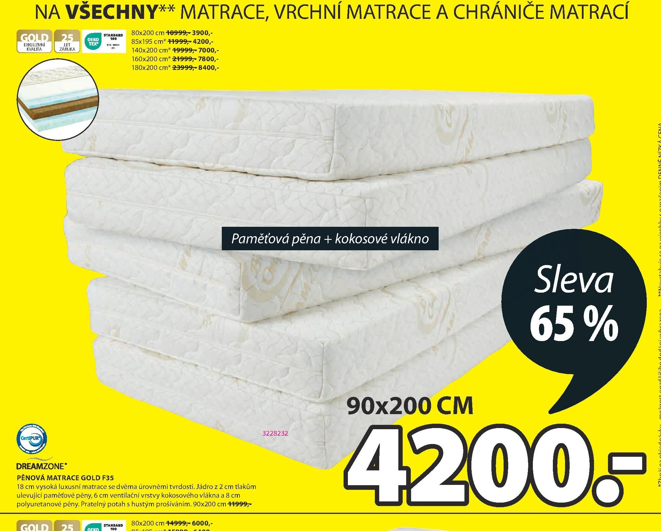 DREAMZONE PĚNOVÁ MATRACE GOLD F35