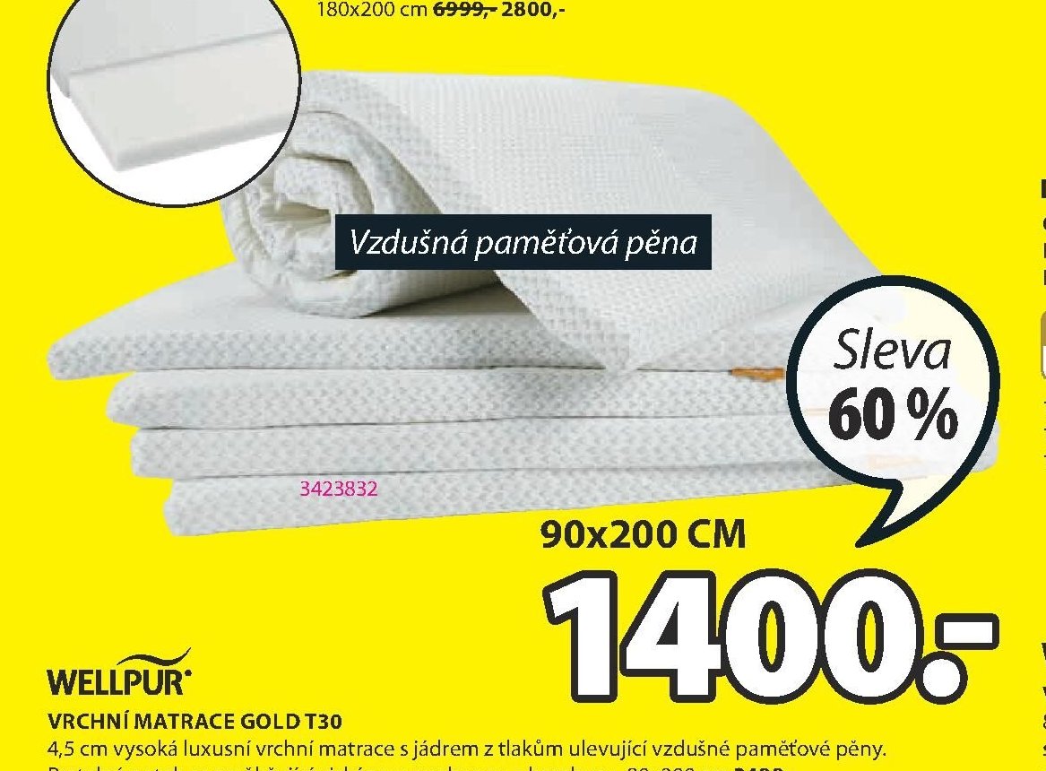 WELLPUR vrchní matrace GOLD T30