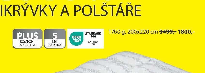 PLUS KOMFORT A KVALITA přikrývka