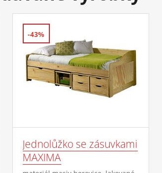 Jednolůžko se zásuvkami MAXIMA