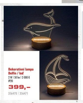 Dekorativní lampa Delfín / loď