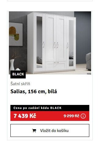 Šatní skříň Salias, 156 cm, bílá