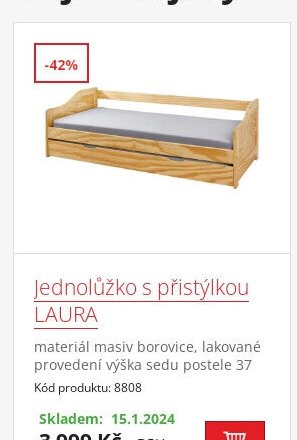 Jednolůžko s přistýlkou LAURA