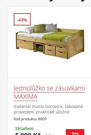 Jednolůžko se zásuvkami MAXIMA