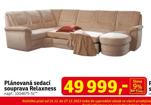 Plánovaná sedací souprava Relaxness