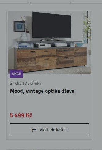 Široká TV skříňka Mood, vintage optika dřeva