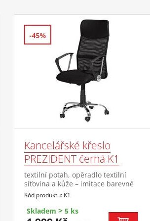 Kancelářské křeslo PREZIDENT černá K1