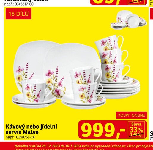 Kávový nebo jídelní servis Malve
