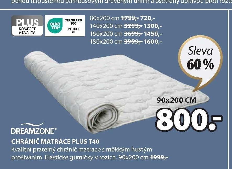 DREAMZONE CHRÁNIČ MATRACE PLUS T40