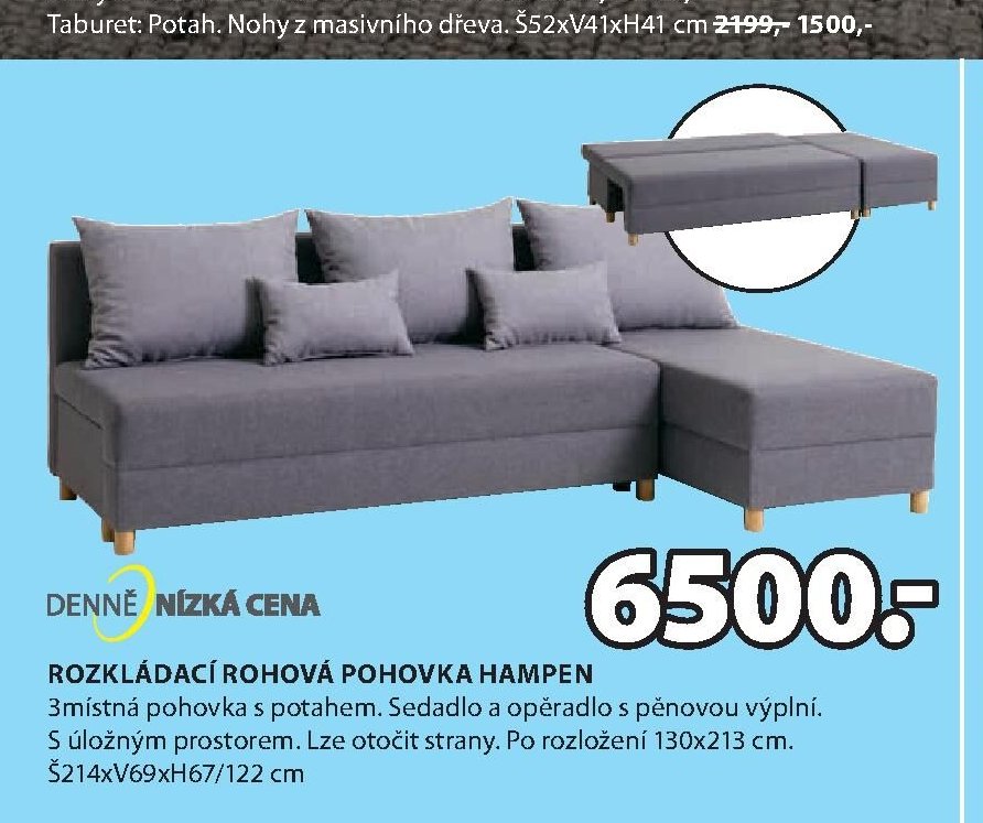 Rozkládací rohová pohovka HAMPEN