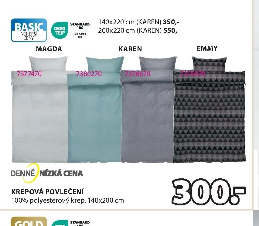 Krepová povlečení Magda, Karen, Emmy
