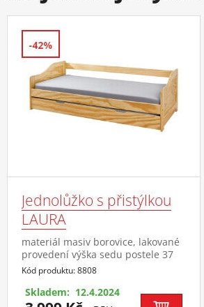 Jednolůžko s přistýlkou LAURA