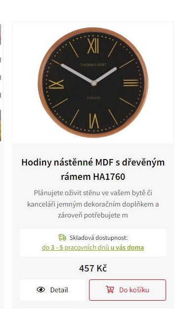 Hodiny nástěnné MDF s dřevěným rámem HA1760