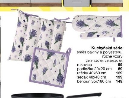 Kuchyňská série (rukavice, podložka, utěrky, sedák, běhoun)