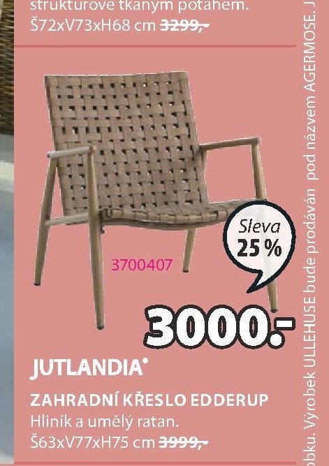 JUTLANDIA ZAHRADNÍ KŘESLO EDDERUP