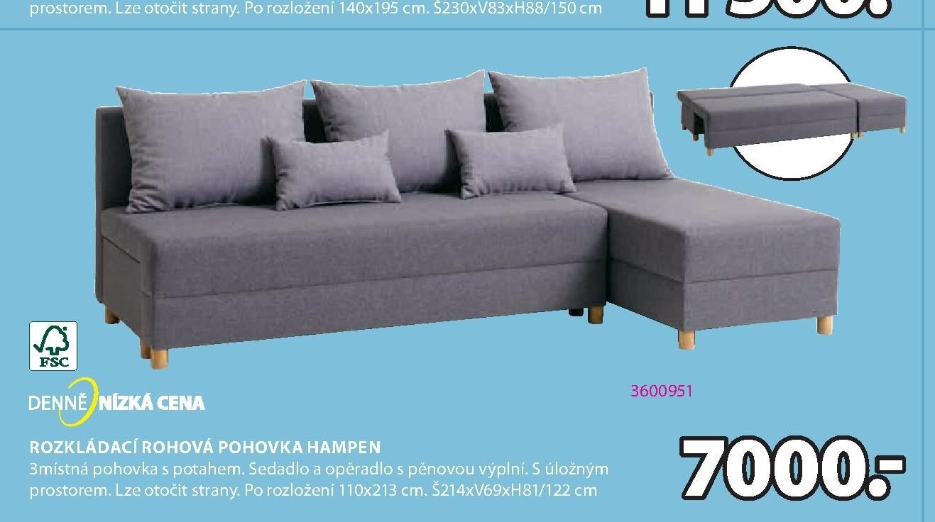 ROZKLÁDACÍ ROHOVÁ POHOVKA HAMPEN