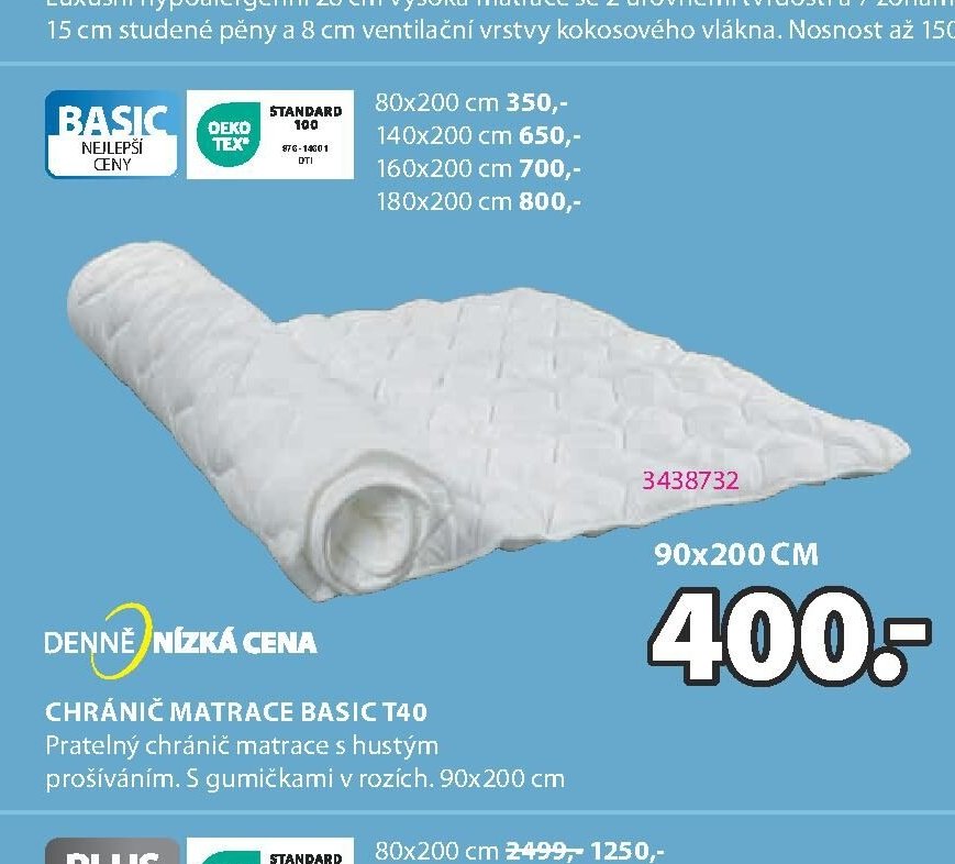 Chránič matrace BASIC T40