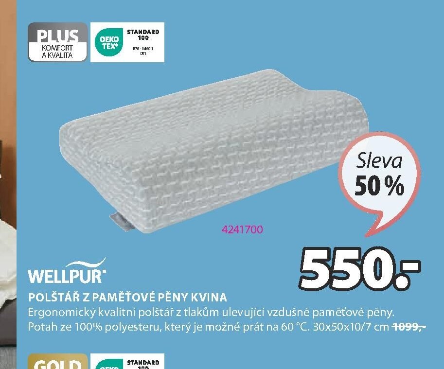 POLŠTÁŘ Z PAMĚŤOVÉ PĚNY KVINA