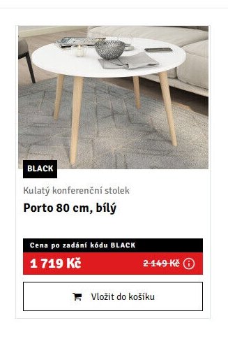 Kulatý konferenční stolek Porto 80 cm, bílý