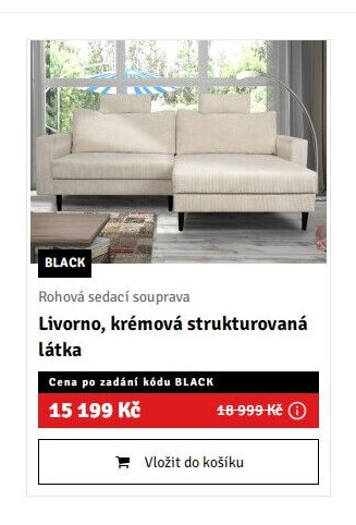Rohová sedací souprava Livorno, krémová strukturovaná látka