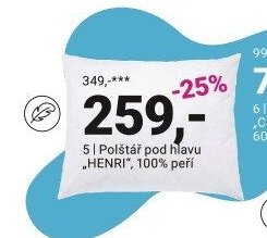 Polštář pod hlavu HENRI, 100% peří