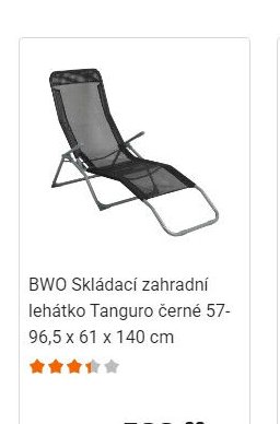 BWO Skládací zahradní lehátko Tanguro černé 57-96,5 x 61 x 140 cm
