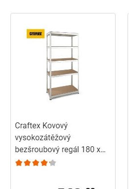 Craftex Kovový vysokozátěžový bezšroubový regál 180 x...