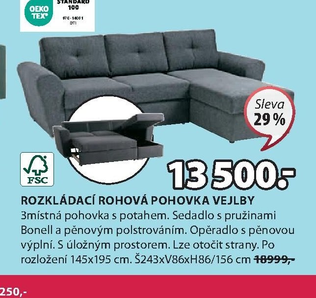 ROZKLÁDACÍ ROHOVÁ POHOVKA VEJLBY