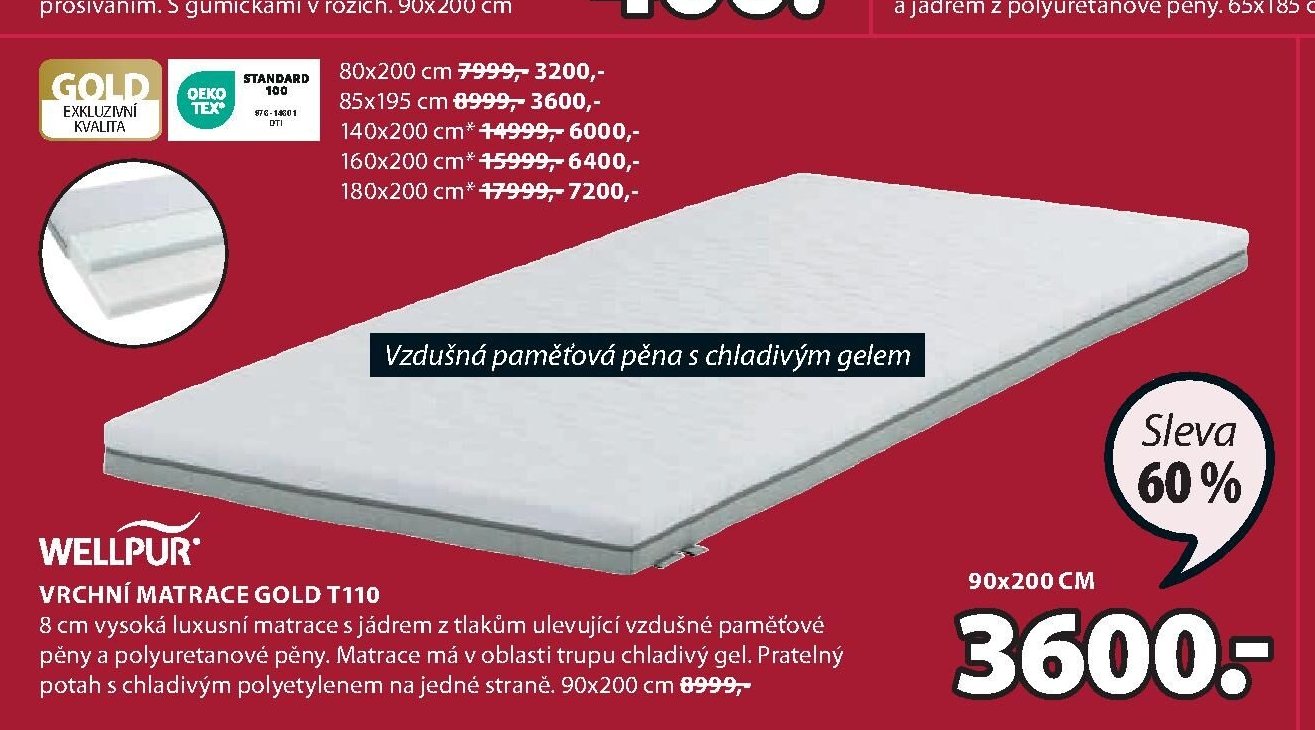Vrchní matrace WELLPUR GOLD T110